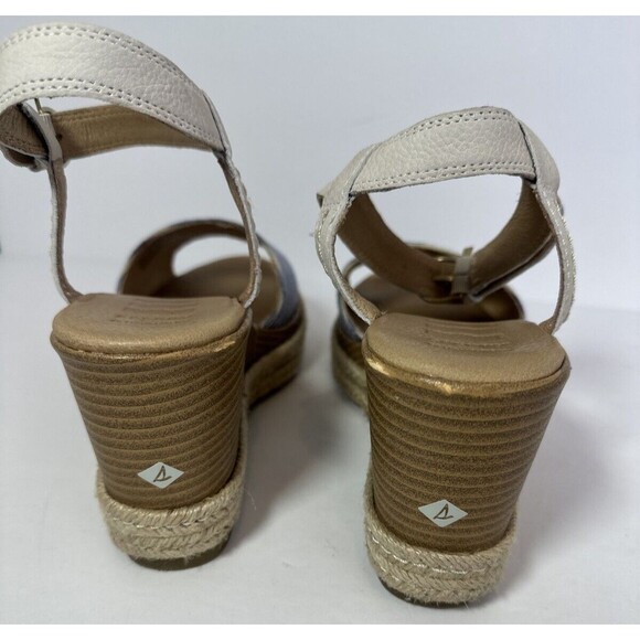 Sperry Top-Sider Fairwater Striped Wedge Sandal  Blue White Size 10 - Picture 3 of 8